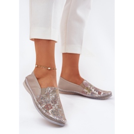 Mönstrad läder ballerinas maciejka t3512-73 beige 2