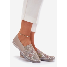 Mönstrad läder ballerinas maciejka t3512-73 beige 1