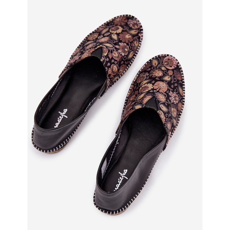 Lädermönstrad ballerinas maciejka t1929-71 svart 2