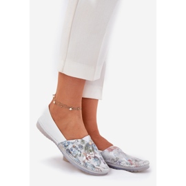 Läder ballerinas med en mönster maciejka t1930-38 vit 1