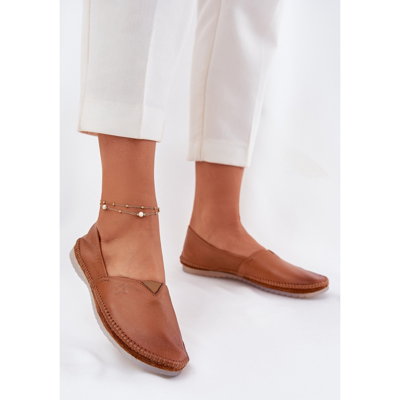 Läder ballerinas slät maciejka t1930-29 brun 2