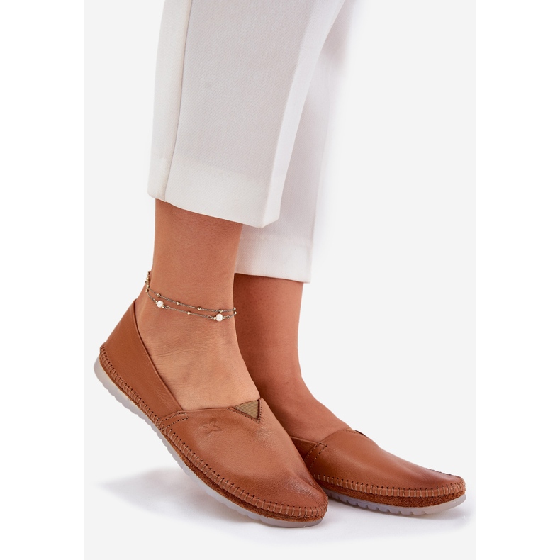 Läder ballerinas slät maciejka t1930-29 brun 1