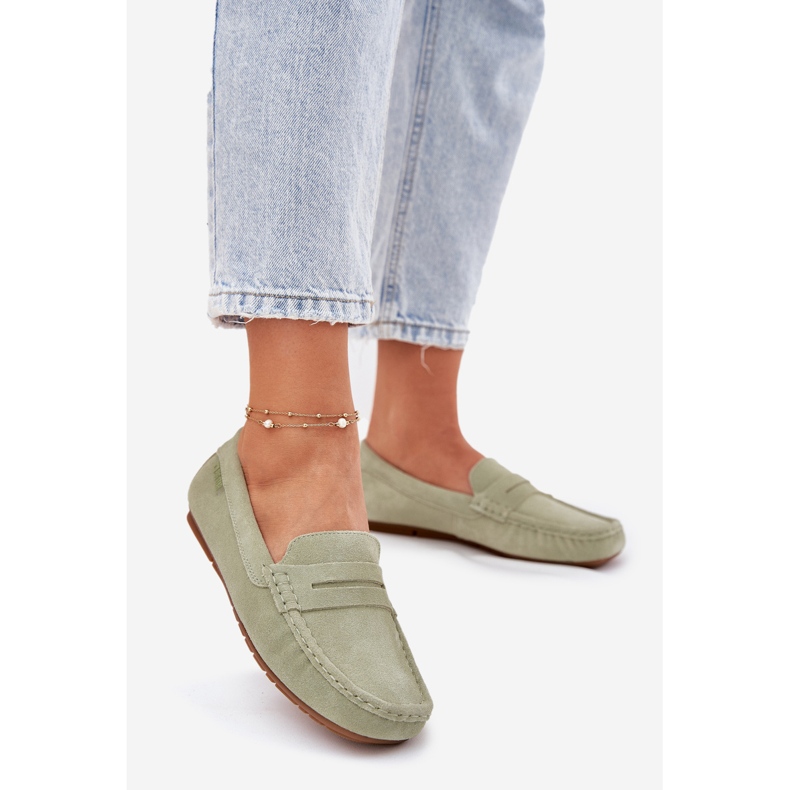 Kvinnors mocka loafers Big Star RR274945 Green grön 1