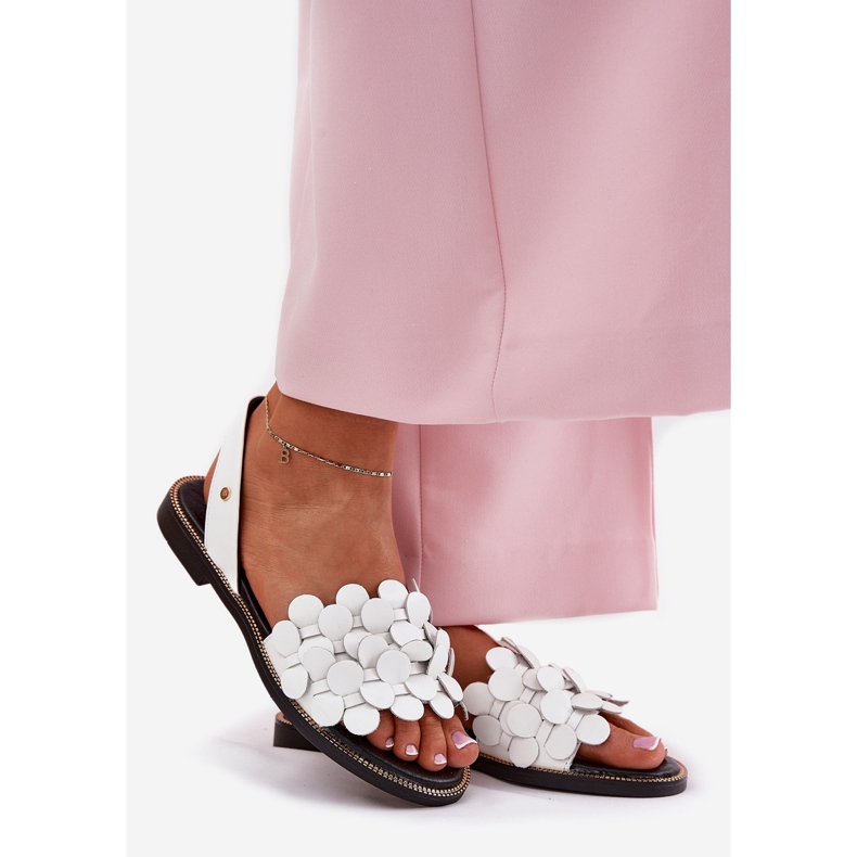 Lädersandaler med platta klackar zazoo 40425 vit 1