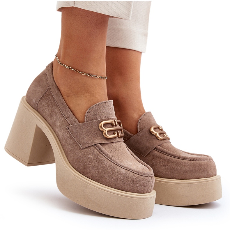 Zazoo 20170 Suedskor på en tjock post beige 5