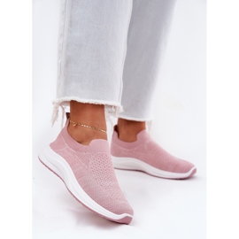 Slip-on sportskor i tyg för kvinnor, rosa 2