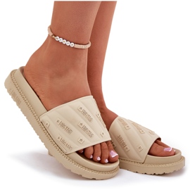 Kvinnors tofflor på plattformen Big Star RR274A542 Beige 9