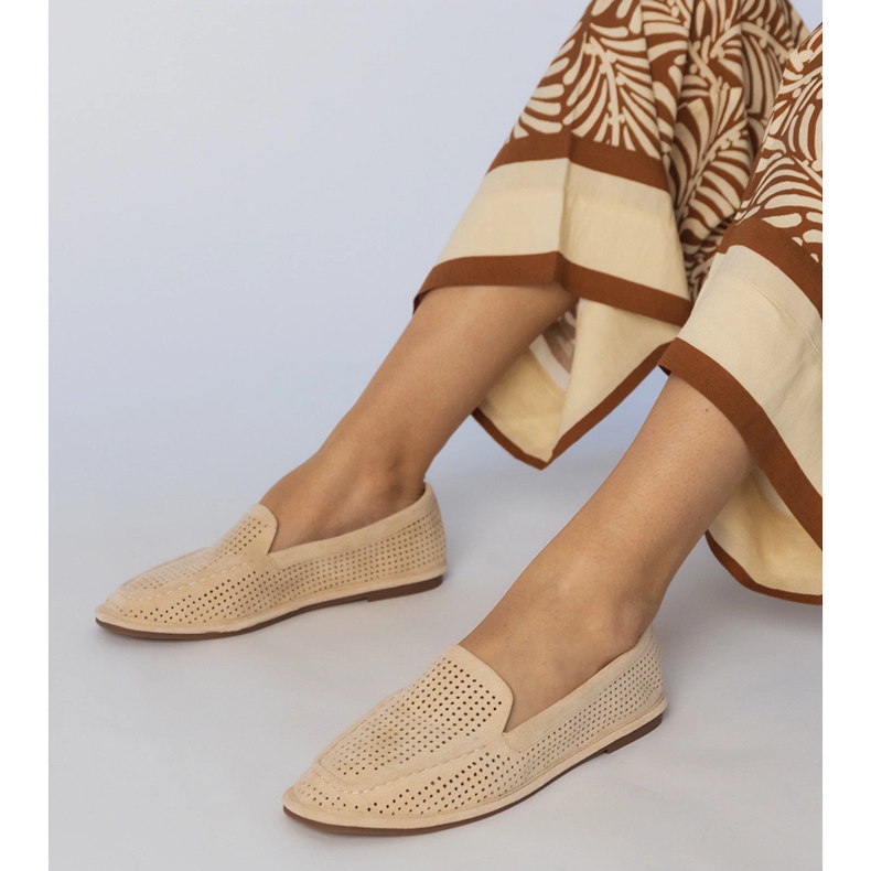 Beige OpenWork Loafers från Ekozamszu 1