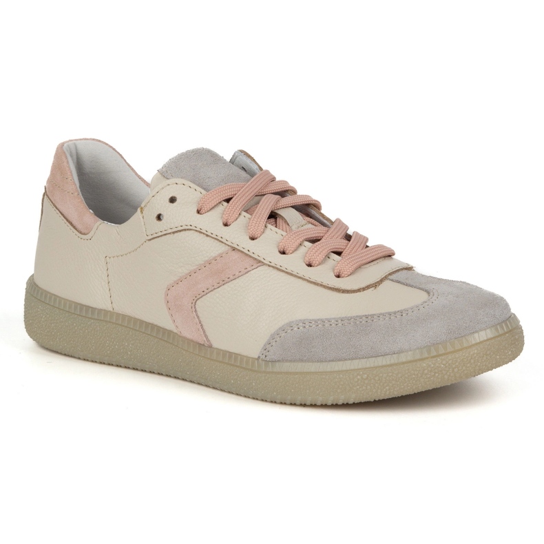 Kvinnors lädersneakers Olivier N1091 Beige 1