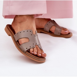 Zazoo 40326 Kvinnors tofflor med dekorativa utskärningar mörk välsignelse beige 2