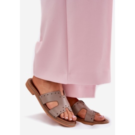 Zazoo 40326 Kvinnors tofflor med dekorativa utskärningar mörk välsignelse beige 1