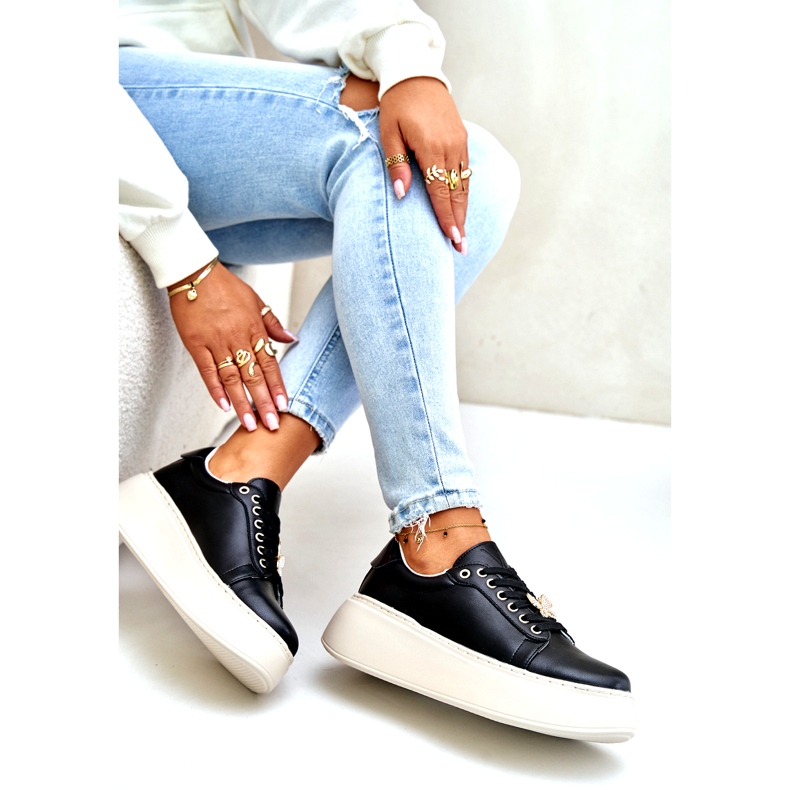 Vinceza Lädersneakers på plattformen med en rosa Vincez 89101 svart 5