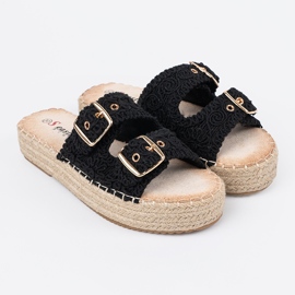 Seastar Svarta flip flops på plattformen med spännen 1