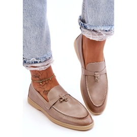 Kvinnors grå läderinsats beige 1