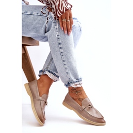 Kvinnors grå läderinsats beige 3