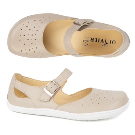 Barefoot Barefoot Women's Olivier 1284 - Läderskor med spänne för vardagliga och eleganta beige stiliseringar 7