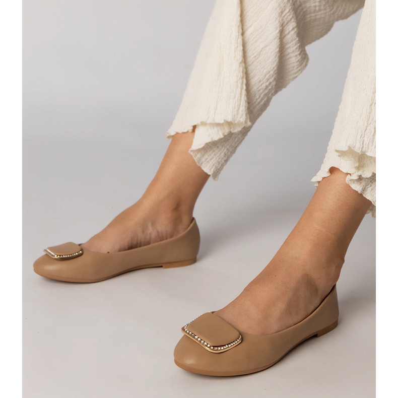 Bruna kvinnors ballerinor med zirkoner 1