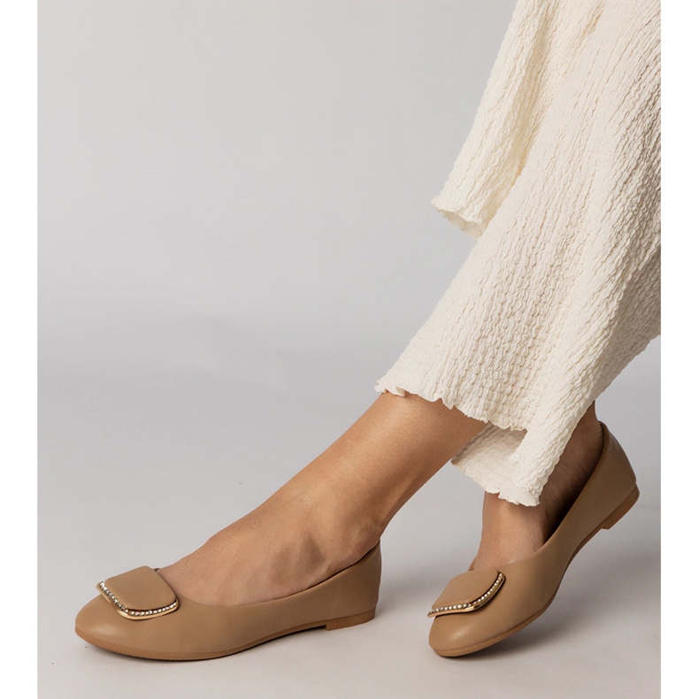 Bruna kvinnors ballerinor med zirkoner 2