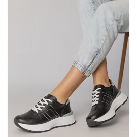 Svarta sportsneakers med silverinsats 2