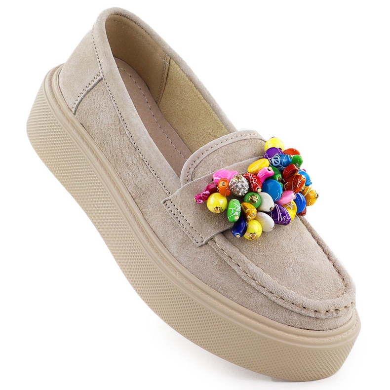 Läderloafers på plattformen med beige beige filippo DP6765 2