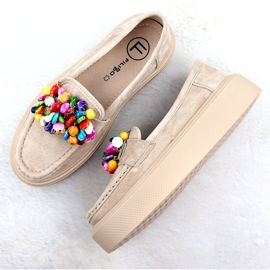Läderloafers på plattformen med beige beige filippo DP6765 4