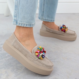 Läderloafers på plattformen med beige beige filippo DP6765 5