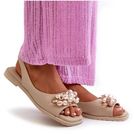 Damsandaler med dekorationer S.Barski KV27-004 Beige 4