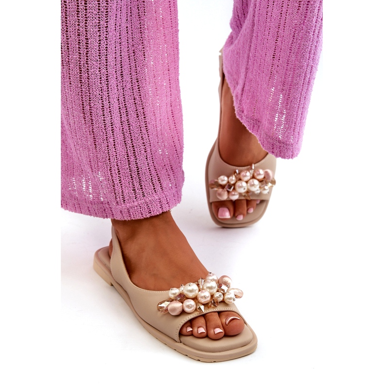 Damsandaler med dekorationer S.Barski KV27-004 Beige 2