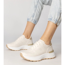 Beige Sports Sneakers med en gyllene införande 1