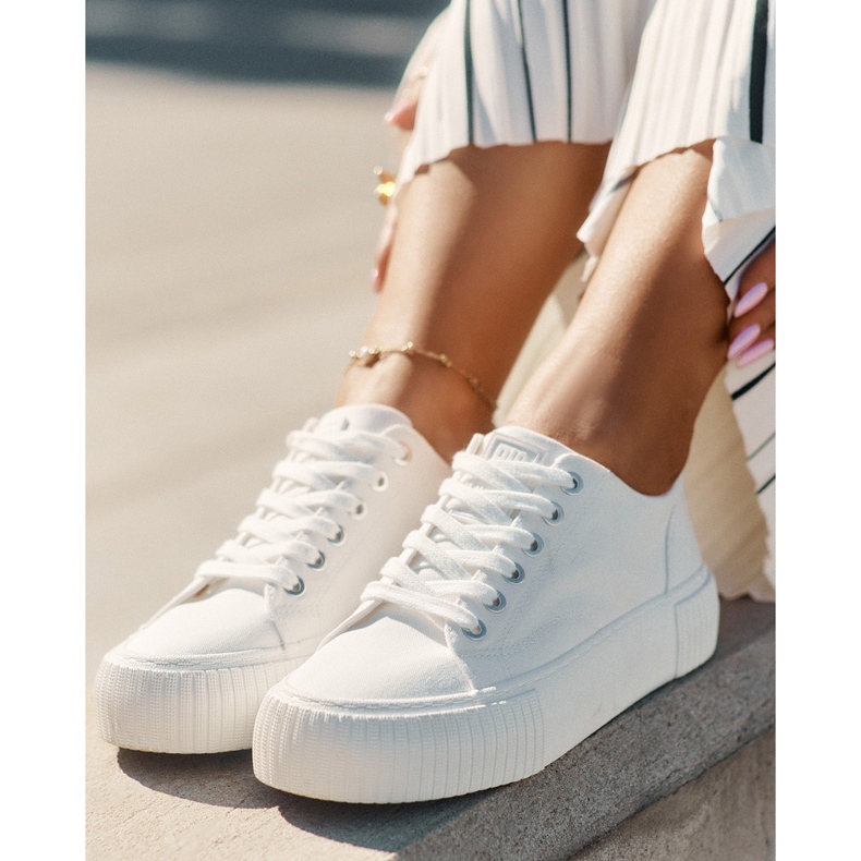 Kvinnors material sneakers Big Star RR274405 White vit 2