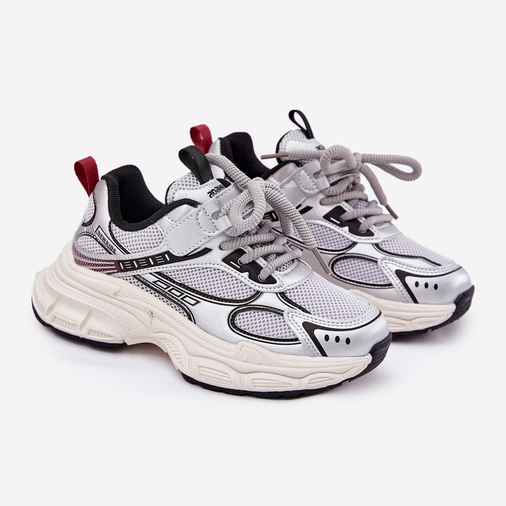 Barnens sneakers på en tjock sula silver xairana silver- 1