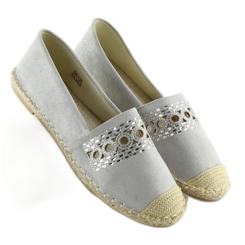 Gråa espadrillor för dam SK135 Silver 1