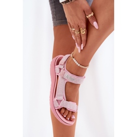 Sandaler för kvinnors material för kardborr Lee Cooper LCW-25-34-3561L rosa 6
