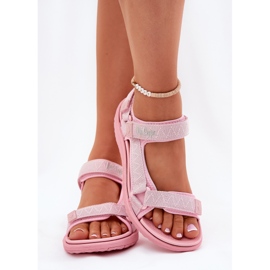 Sandaler för kvinnors material för kardborr Lee Cooper LCW-25-34-3561L rosa 3