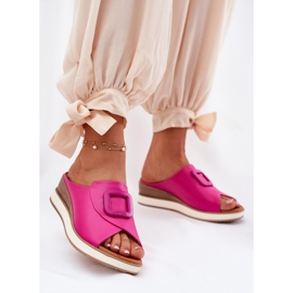 Women's Leather Flip Flops Artiker 56C2147 Fuchsia rosa 2