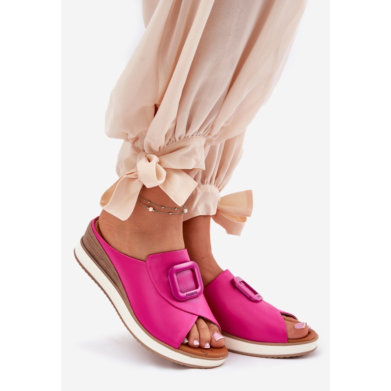 Women's Leather Flip Flops Artiker 56C2147 Fuchsia rosa 1