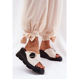 ARTIKER Elegant läder kvinnokilar med forntida dekoration Arker 56C1585 Beige 2