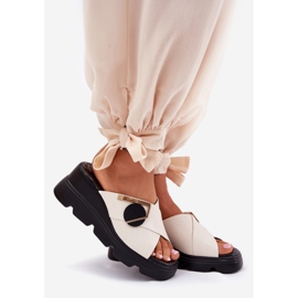 ARTIKER Elegant läder kvinnokilar med forntida dekoration Arker 56C1585 Beige 1