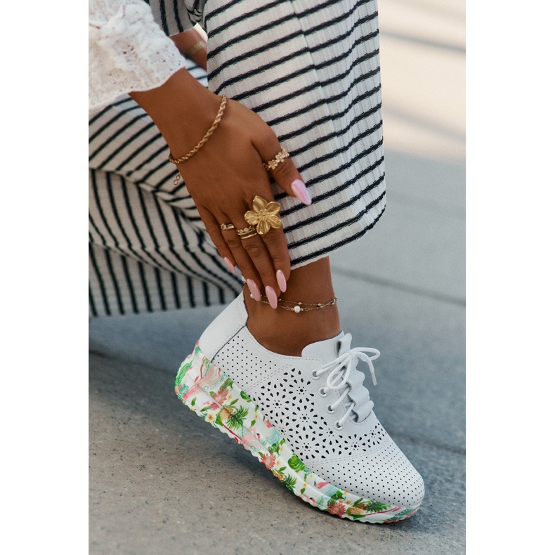 Läder openwork kvinnors skor för artiker 56c1532 vit 2