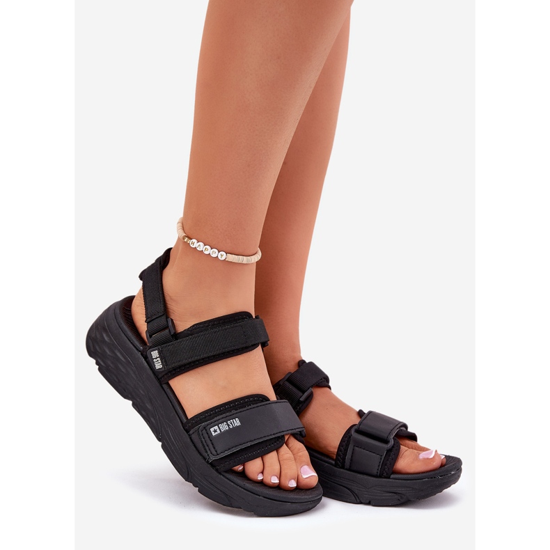 Kvinnors sportsandaler på Big Star RR274A077 Black Platform svart 1