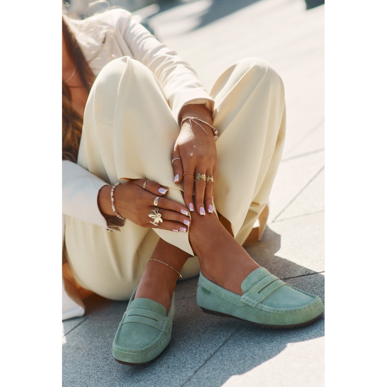 Kvinnors mocka loafers Big Star RR274945 Green grön 2