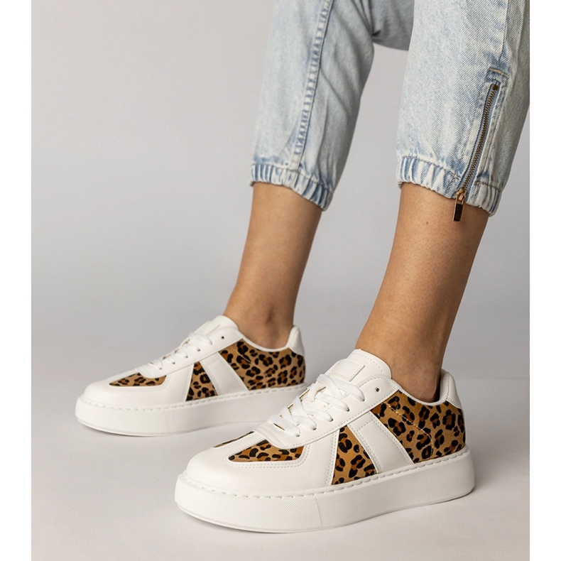Kvinnors vita pantter-sneakers 1