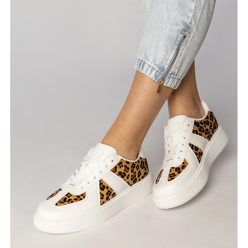 Kvinnors vita pantter-sneakers 2