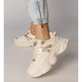 Beige sneakers kvinnors sport med en gyllene införande 3