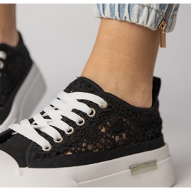 Svarta sneakers sneakers kvinnors öppet arbete 5
