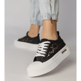 Svarta sneakers sneakers kvinnors öppet arbete 6