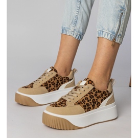 Kvinnors leopardsneakers från Ekozamszu brun 1