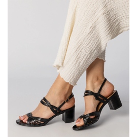 Svarta damsandaler med hög klack 2