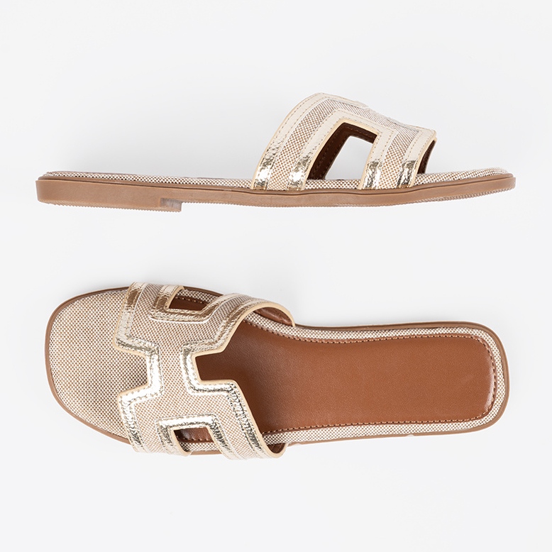 Seastar Gyllene kvinnors flip flops på en platt sula 1