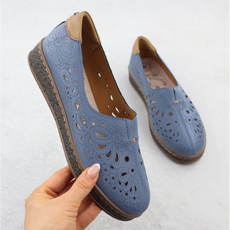 OpenWork kvinnors läderskor på en marinblå Evento 7007 -höjd 1